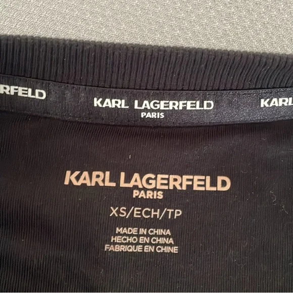 Karl Lagerfeld Black Sweatshirt Studded Cat Face Design Size XS - Picture 3 of 8